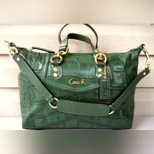 Coach Ashley Embossed Croc Satchel Bag